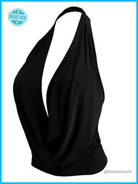 Lightweight Low Cut Halter Top S-3XL Stretchable Sleeveless Pull On